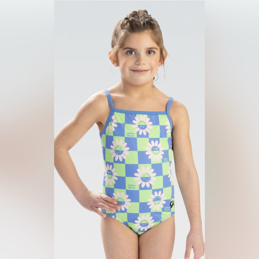 NWT GK SmileyWorld Groovin' gymnastics dance tumbling Tank Leotard sz CM